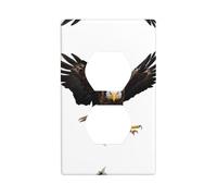 YYHWHJDE The Heroic Eagle Picture Double Socket Wall Panel Electrical Socket Cover Plate is Shatter Resistant and Durable 4.5x2.76in