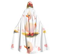 YYHWHJDE The Kind Little White Duck Pattern Halloween Adult Hooded Cape Cloak No Zipper, Comfortable For Costume Parties