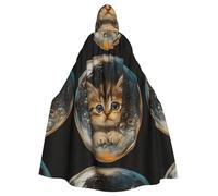 YYHWHJDE The kitten in the bubble Picture Halloween Adult Hooded Cloak for Role-Playing, Costumes, and Theme Parties