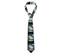 YYHWHJDE The Lamb and the Moon Pattern Men's tie classic style suit cravat suitable for holidays and work