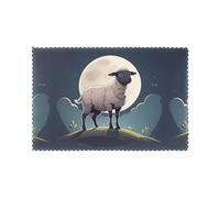 YYHWHJDE The Lamb and The Moon Prints Placemats Set of 6 12x18in - Elevate Every Meal with Durable & Customizable Table Layers