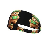 YYHWHJDE The Little Bear Holds The Gift Box Picture Sports Headband for Women Sweat Proof Bandeau Summer Elastic Band