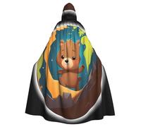 YYHWHJDE The Little Bear On The Planet Picture Halloween Adult Hooded Cape Cloak No Zipper, Comfortable For Costume Parties
