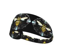 YYHWHJDE The Little bee in The Crystal Picture Sports Headband for Women Sweat Proof Bandeau Summer Elastic Band