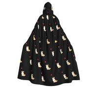 YYHWHJDE The little Corgi Pattern Halloween Adult Hooded Cloak for various party and carnival settings