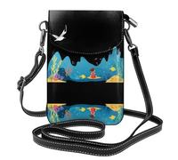 YYHWHJDE The little girl favored by the ocean Picture Ladies' mobile phone with leather foreskin, crossbody flip cover, small adjustable shoulder strap