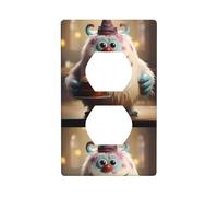 YYHWHJDE The Little Monster Holding The Cake Picture Double Socket Wall Panel Decorative is Durable and Suitable for Socket Light Switch Accessories 4.5x2.76in