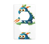 YYHWHJDE The Little Monster Pulling Carrots Pattern Double Socket Wall Panel Decorative for Residential and Commercial Areas 4.5x2.76in