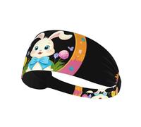 YYHWHJDE The Little Rabbit in The Gorgeous Easter Egg Picture Sports Headband for Women Sweat Proof Bandeau Summer Elastic Band