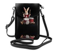 YYHWHJDE The little rabbit playing drums Picture Ladies' mobile phone with leather foreskin, crossbody flip cover, small adjustable shoulder strap