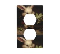 YYHWHJDE The Little Rabbit pulls The Radish Picture Double Socket Wall Panel Decorative is Durable and Suitable for Socket Light Switch Accessories 4.5x2.76in