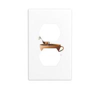 YYHWHJDE The Little Squirrel in The Spinning Cup Pattern Double Socket Wall Panel Decorative is Durable and Suitable for Socket Light Switch Accessories 4.5x2.76in