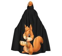 YYHWHJDE The Little Squirrel Who Loves Cookies Pattern Halloween Adult Hooded Cape Cloak For Role-Playing, Stage Costumes, Parties Easy Care