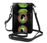 YYHWHJDE The little white rabbit in the tree hole Picture Ladies' mobile phone with leather foreskin, crossbody flip cover, small adjustable shoulder strap