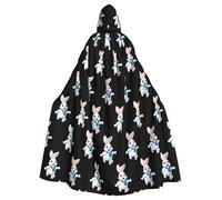YYHWHJDE The little white rabbit jumping Pattern Halloween Adult Hooded Cloak for various party and carnival settings