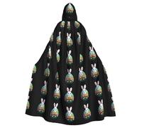 YYHWHJDE The Little White Rabbit On The Easter Egg Pattern Halloween Adult Hooded Cape Cloak No Zipper, Comfortable For Costume Parties