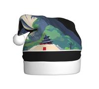 YYHWHJDE The majestic Mount Tai Picture Christmas Hat for Adult Soft, Lightweight, and Fluffy Design for Men and Women