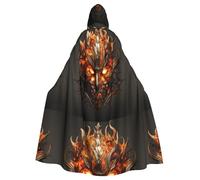 YYHWHJDE The Mask Of Burning Flames Picture Halloween Adult Hooded Cape Cloak No Zipper, Comfortable For Costume Parties