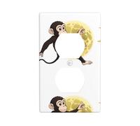 YYHWHJDE The Monkey Who Stole The Moon Pattern Double Socket Wall Panel Decorative for Residential and Commercial Areas 4.5x2.76in