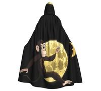 YYHWHJDE The Monkey Who Stole The Moon Pattern Halloween Adult Hooded Cape Cloak - Super Large Hooded Cloak No Zipper