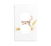 YYHWHJDE The Mouse That eats Wheat Picture Double Socket Wall Panel Electrical Socket Cover Plate is Shatter Resistant and Durable 4.5x2.76in