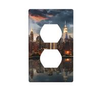 YYHWHJDE The New York City Skyline Pattern Double Socket Wall Panel Decorative is Durable and Suitable for Socket Light Switch Accessories 4.5x2.76in