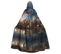 YYHWHJDE The New York City skyline Picture Halloween Adult Hooded Cloak for Role-Playing, Costumes, and Theme Parties