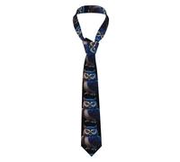 YYHWHJDE The Owl That Never Sleeps Pattern Men's tie classic style suit cravat suitable for holidays and work