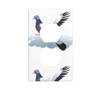 YYHWHJDE The Pigeon in The White Clouds Picture Double Socket Wall Panel Decorative is Durable and Suitable for Socket Light Switch Accessories 4.5x2.76in
