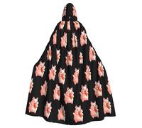 YYHWHJDE The piglet happily nibbles a carrot Pattern Halloween Adult Hooded Cloak for various party and carnival settings