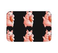 YYHWHJDE The Piglet Happily Nibbles a Carrot Picture Crystal Velvet Lock Edge Floor mat, Bedroom Carpet, Parlor, Dormitory Home Decoration