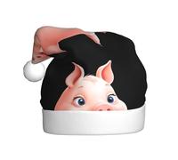 YYHWHJDE The piglet happily nibbles a carrot Prints Christmas Hat for Adult Making It a Fun and Durable Gift for Men and Women