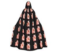 YYHWHJDE The piglet happily nibbles a carrot Prints Halloween Adult Hooded Cloak for Parties and Costumes