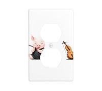 YYHWHJDE The Piglet Playing The Erhu Pattern Double Socket Wall Panel Decorative is Durable and Suitable for Socket Light Switch Accessories 4.5x2.76in