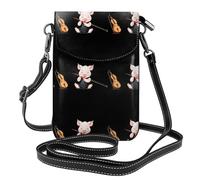 YYHWHJDE The piglet playing the erhu Picture Ladies' mobile phone with leather foreskin, crossbody flip cover, small adjustable shoulder strap