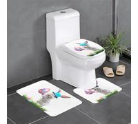 YYHWHJDE The Rabbit Holding an Easter Egg Printed Three Piece Set of Bathroom Floor mats, Bathroom Shower mats, Anti Slip Quick Drying