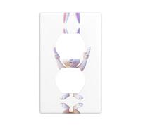 YYHWHJDE The Rabbit Referee who Cheers Pattern Double Socket Wall Panel Decorative is Durable and Suitable for Socket Light Switch Accessories 4.5x2.76in