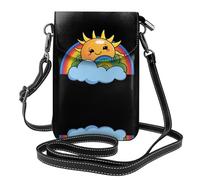 YYHWHJDE The rainbow is clear Picture Ladies' mobile phone with leather foreskin, crossbody flip cover, small adjustable shoulder strap