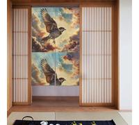 YYHWHJDE The sparrow through the clouds Prints Curtain two Pieces Spliced 34x56in Fabric curtains, room dividers for Hanging Between Rooms, at Doorways
