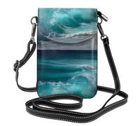 YYHWHJDE The Surging Tide Prints Small Leather Women'S Crossbody Flip Phone Bag, Waterproof And Durable