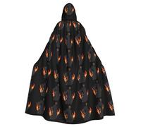 YYHWHJDE The terrifying shadow in the flames Prints Halloween Adult Hooded Cloak for Parties and Costumes