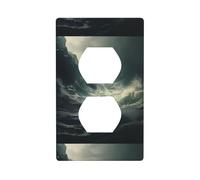 YYHWHJDE The Turbulent sea Surface Prints Double Socket Wall Panel Electrical Socket Cover Plate Shatter Decoration Durable 4.5x2.76in