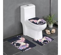 YYHWHJDE The unicorn stepping on the flower Pattern Anti slip floor mat three piece set bathroom carpet anti slip durable
