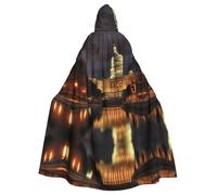 YYHWHJDE The United States Capitol At Night Pattern Halloween Adult Hooded Cape Cloak - Super Large Hooded Cloak No Zipper