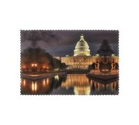 YYHWHJDE The United States Capitol at Night Prints Placemats Set of 6 12x18in for Dining Table in Home & Kitchen - Washable, Heat Resistant, Thick and Sturdy