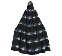 YYHWHJDE The vicious shark Prints Halloween Adult Hooded Cloak for Parties and Costumes