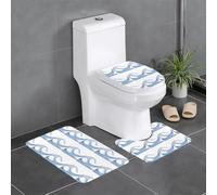YYHWHJDE The Waves of The sea Picture Three Piece Set of Bathroom Floor mats, Bathroom Shower mats, Anti Slip Quick Drying