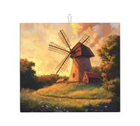 YYHWHJDE The Windmill On The Grassland Printed Kitchen Absorbent pad, Super Absorbent Microfiber, Oversized Anti Slip