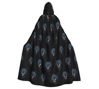 YYHWHJDE The wolf with bared fangs and claws Pattern Halloween Adult Hooded Cloak for various party and carnival settings