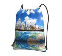 YYHWHJDE The World Famous Buildings Prints Drawstring Zipper Backpack - Lightweight Water-Resistant Gym Bag for Travel, Yoga, and Everyday Adventures